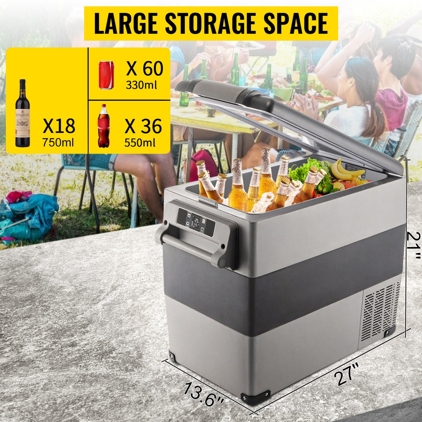 SucceBuy Portable Car Refrigerator Mini Fridge — 20L–55L Compressor Cooler DC 110-240V Ice Box for Camping
