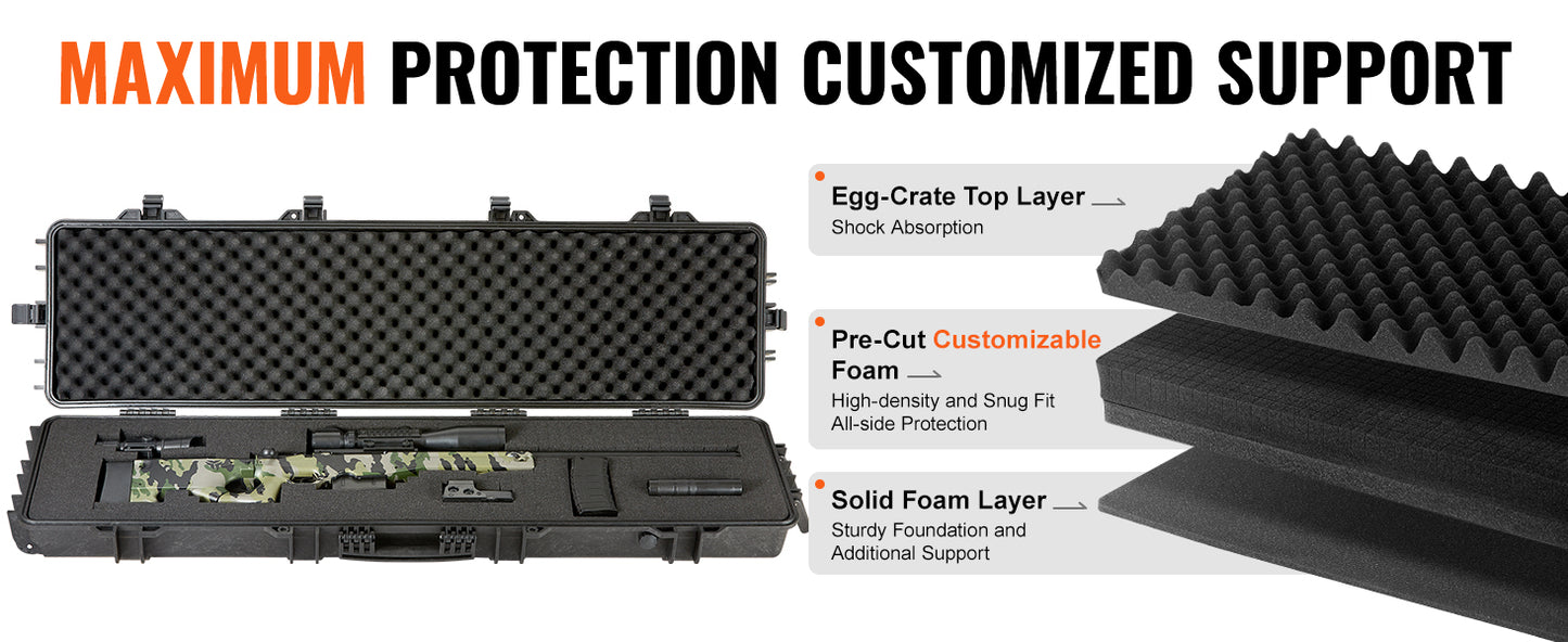 VEVOR Rifle Hard Case — Portable Long Gun Storage Suitcase with 2 Casters, Shockproof & Waterproof Protective Case for Airsoft Rifles