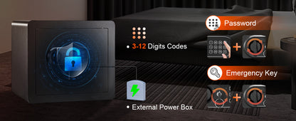 SucceBuy Electronic Safe Deposit Box — 1.2/0.5 Cubic Feet Digital Safe with Override Keys for Money, Jewelry, and Documents