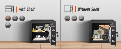 SucceBuy Electronic Safe Deposit Box — 1.2/0.5 Cubic Feet Digital Safe with Override Keys for Money, Jewelry, and Documents