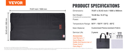 VEVOR Sauna Blanket for Detoxification – Portable Far Infrared Sauna, Adjustable Temperature & Timer for Home Relaxation