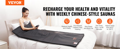 VEVOR Sauna Blanket for Detoxification – Portable Far Infrared Sauna, Adjustable Temperature & Timer for Home Relaxation