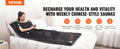 VEVOR Portable Sauna Blanket – Far Infrared Detox & Relaxation with Adjustable Temperature & Timer