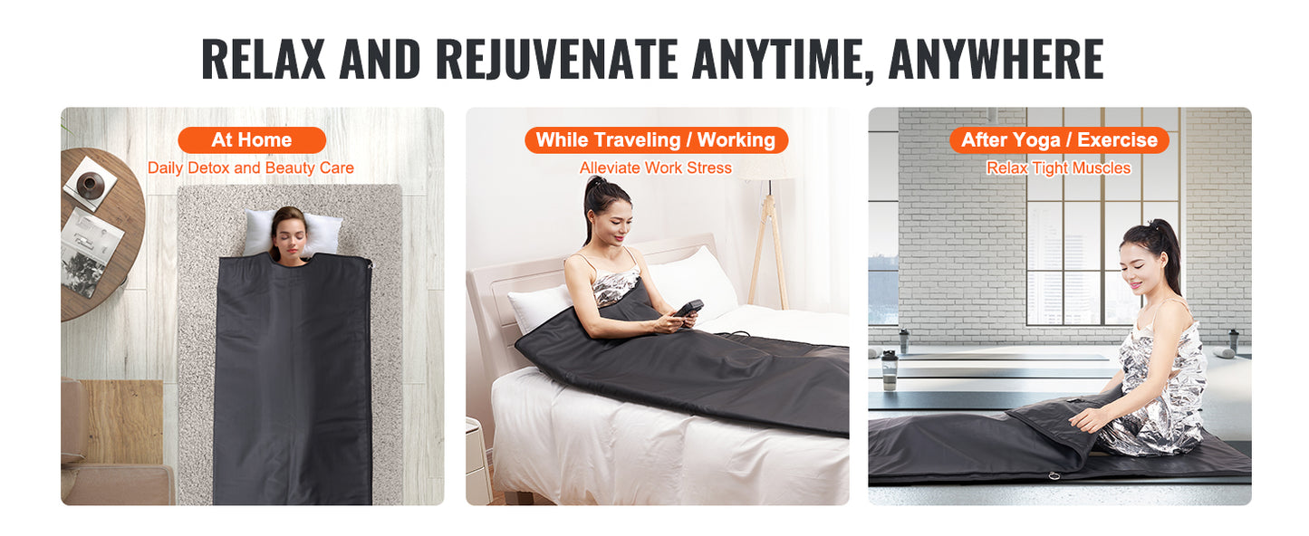 VEVOR Sauna Blanket for Detoxification – Portable Far Infrared Sauna, Adjustable Temperature & Timer for Home Relaxation