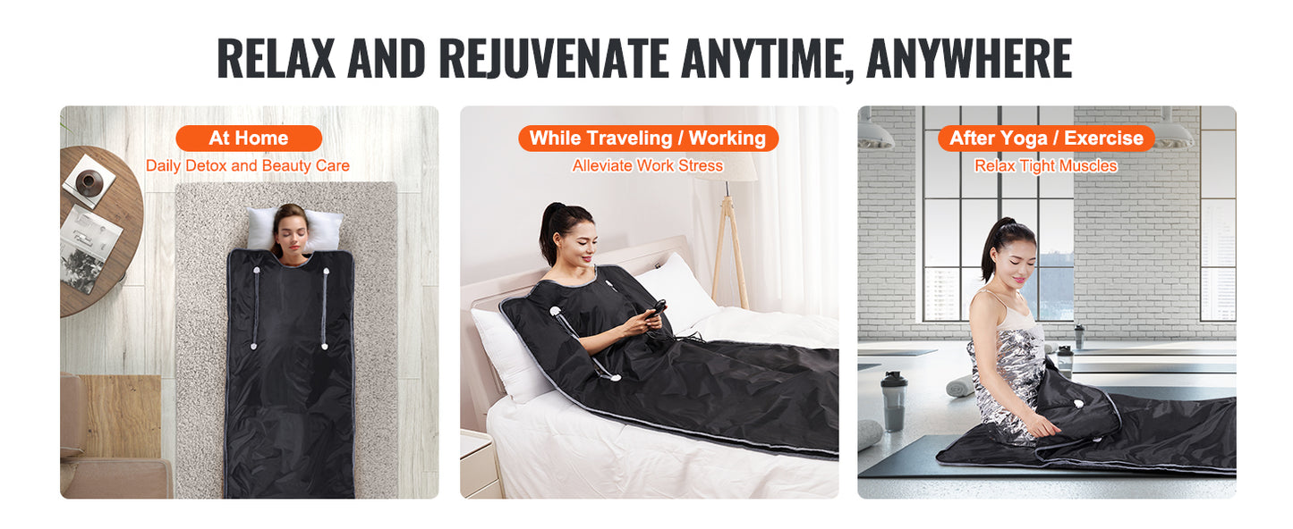 VEVOR Portable Sauna Blanket for Detox – Far Infrared Sauna for Home Relaxation, Adjustable Temperature & Timer
