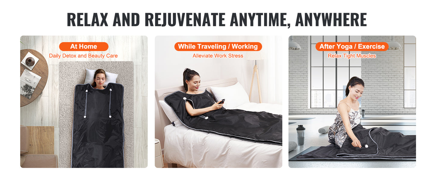 VEVOR Portable Sauna Blanket – Far Infrared Detox & Relaxation with Adjustable Temperature & Timer
