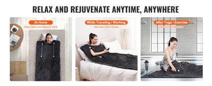 VEVOR Portable Sauna Blanket – Far Infrared Detox & Relaxation with Adjustable Temperature & Timer