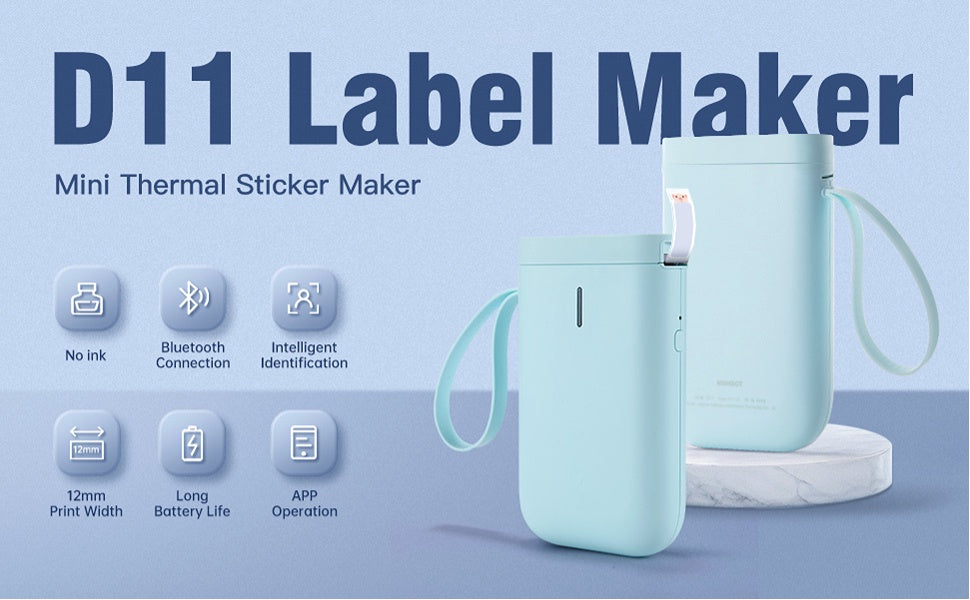 NIIMBOT D11 Portable Thermal Label Maker | Wireless No-Ink Printing Machine for Home & Office