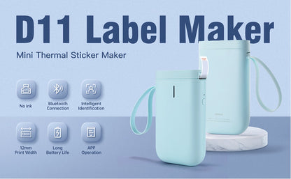 NIIMBOT D11 Portable Thermal Label Maker | Wireless No-Ink Printing Machine for Home & Office