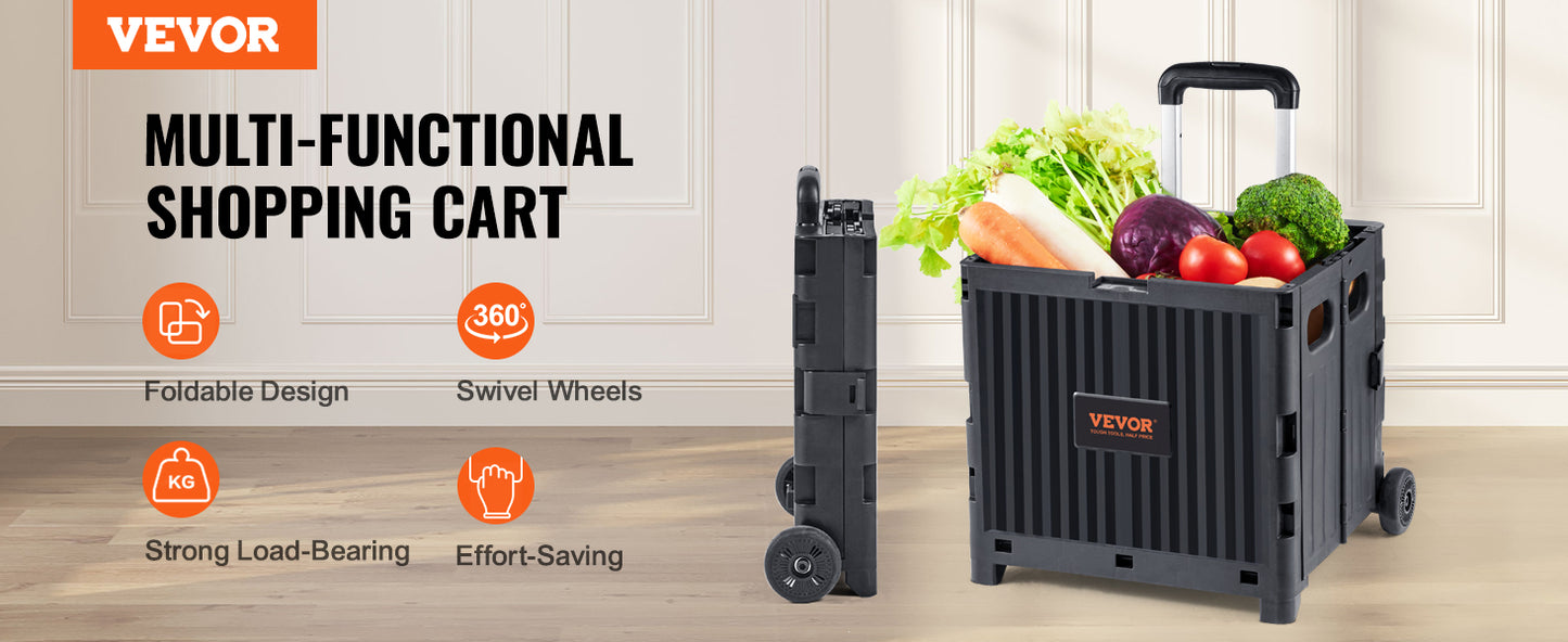 VEVOR Foldable Utility Cart – Portable Handcart with Telescoping Handle & Wheels for Shopping, Travel, Office, and Garden Use