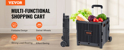 VEVOR Foldable Utility Cart – Portable Handcart with Telescoping Handle & Wheels for Shopping, Travel, Office, and Garden Use
