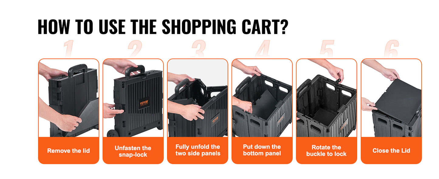 VEVOR Foldable Utility Cart – Portable Handcart with Telescoping Handle & Wheels for Shopping, Travel, Office, and Garden Use