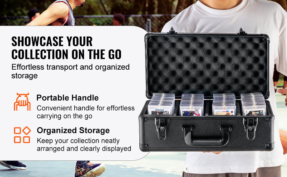 VEVOR Graded Card Storage Box – 4 or 5 Slot Foam Divider Case with Key or Coded Lock for PSA 96/108/120/162 Cards