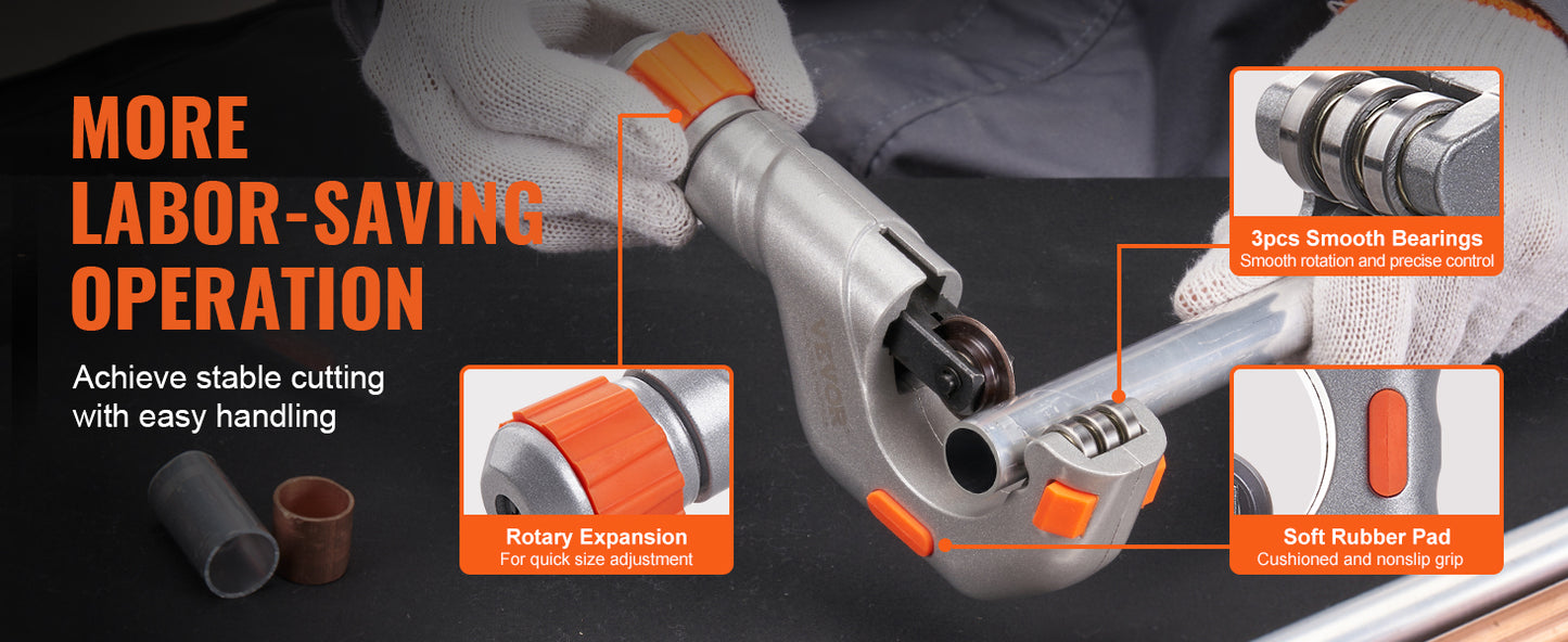 VEVOR 3PCS Heavy Duty Tubing Cutter Set – Mini Pipe Cutter & Deburring Tool for Copper, Aluminum, Steel & Plastic Pipes