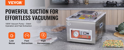 VEVOR DZ-260A Chamber Vacuum Sealer – 15.7" Sealing Machine for Home Use, Wet Foods, Meats & Marinades
