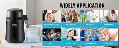 SucceBuy 4L Water Distiller – 1.05 Gallon Countertop Pure Water Purifier with 750W Filter