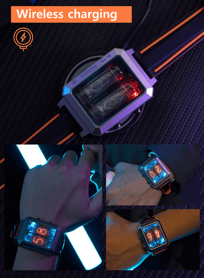 CYBERPUNK IN-16 Nixie Tube Watch – Hour & Minute Display with Wireless Charging